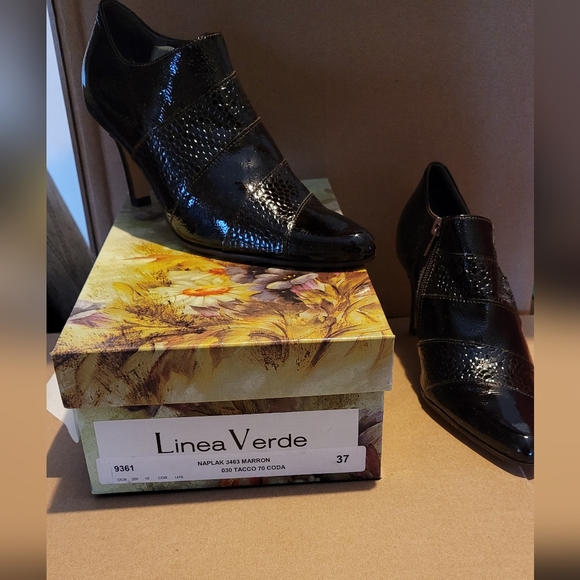 Linea Verde For Elio Size 37 Ladies ITALIAN LEATHER Maroon  Coda Heels Booties - Picture 1 of 16